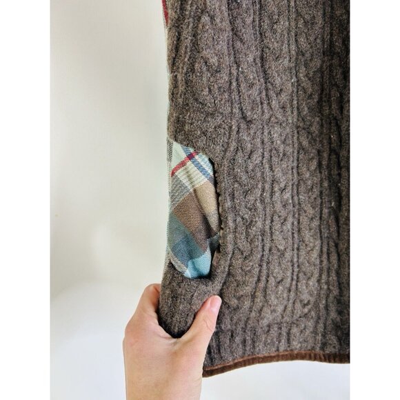 Vintage 90s Pendleton Wool Cable Knit Cardigan Sweater Vest Coat - Picture 4 of 7